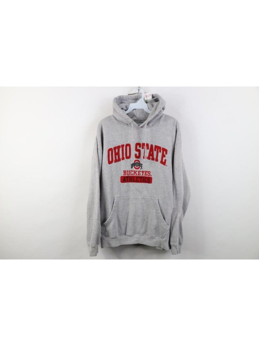 Vintage 90s Mens Large Ohio State University Athletics Hoodie Sweatshirt Gray